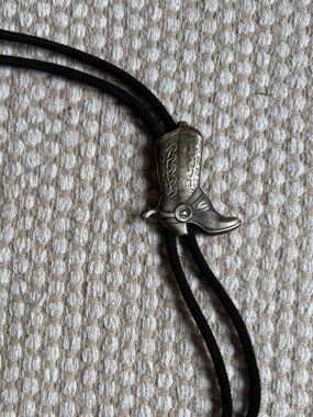 Bolo Tie | Silver and Black Cowboy Boot | Western Festival Boho